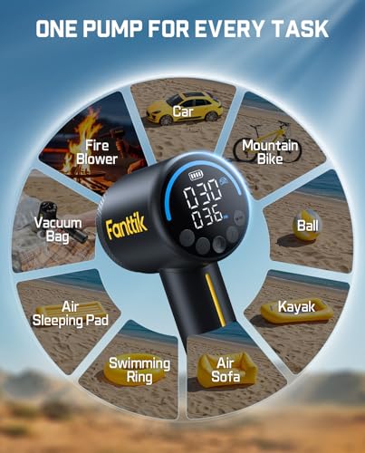 Fanttik X9 Classic Inflator/Blower 2-IN-1, Tire Inflator Portable Air Compressor with Light and Power Bank, 150PSI Cordless Air Pump for Car, Motorcycle, Bike, Ball, Air Mattress, Kayak, Swimming Ring