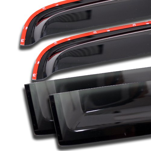 Image of TuningPros WD-140i Tinted Smoke in-Channel Window Visor Deflector Rain Guard 4-pc Set
