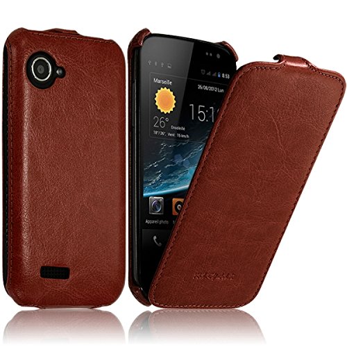 Seluxion - Housse Coque Etui de Protection pour Wiko Cink Slim/Slim 2 Couleur Marron