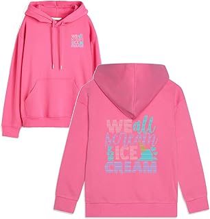 هودي مطبوع بعبارة «WE ALL SCREAM For Ice Cream» (وردي) 2 اكس لارج