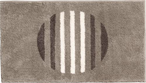 Erwin Müller Badematte, Badteppich, Badvorleger Streifen Matala - rutschhemmend, angenehmer Hochflor, für Fußbodenheizung geeignet - Taupe Größe 70x120 cm