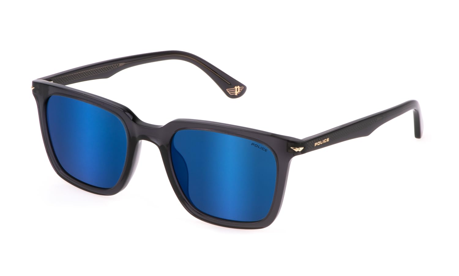POLICE SPLL80 705B Grigio Scuro Trasparente Lucido Sunglasses Man Acetate, Square, 54