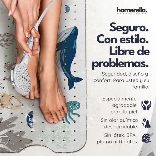 Miniatura 2 de Homerella Alfombra De Baño Antideslizante Y Delicada Con La Piel, 100x40cm, Incl. Ganchos Esterilla De Tina Sin Bpa Estera Resistente Al Moho Y Lavable A Máquina Alfombrilla De Baño
