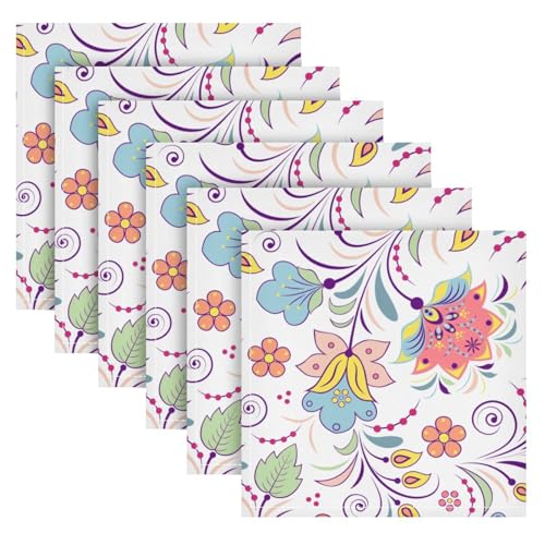Servilletas de Tela Color Floral Set x6 20x20 in miniatura 2