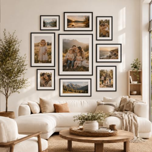 Image of JCJMY 11x17 Picture Frame with 9x15 Mat, Black 11 x 17 Poster Frame with Shatter Resistant Plexiglass, Display 9 x 15 with Mat or 11 by 17 Without Mat, Sturdy Wall Hanging Frame, 1 Pack