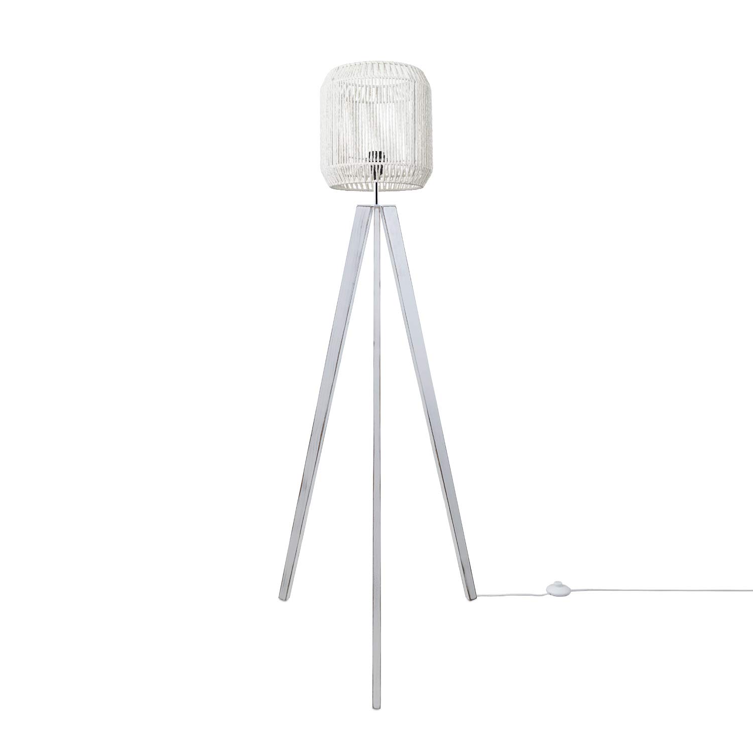 Paco Home Lampada Da Terra Moderna 28 Cm: Effetto Rattan, Stile Boho, Per Soggiorno E Camera Da Letto, Bianco