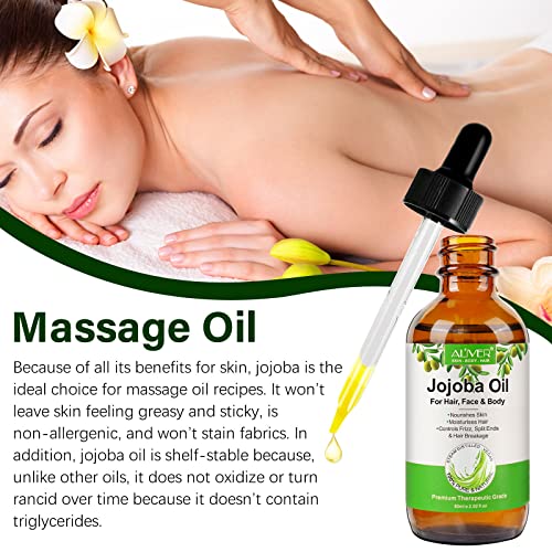 Foto von Jojobaöl, Bio Jojoba Öl 100% Rein, Natürlich und Kaltgepresst Feuchtigkeitscreme Organic Jojoba Oil für Gesicht, Körper, Bart, Nägel, 60 ml