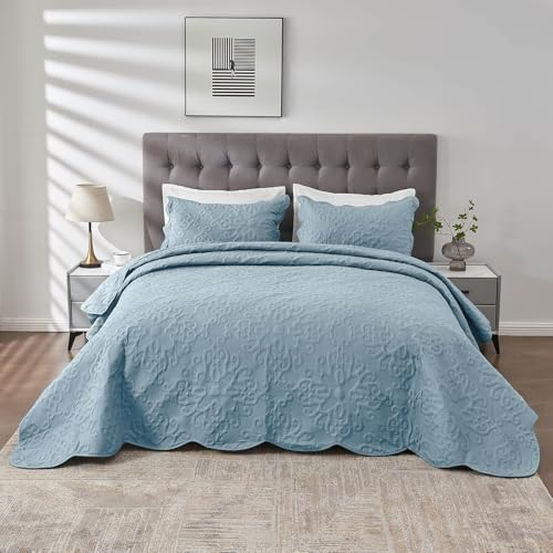 Image of Kingnex Oversized King Bedspreads 128x120 Spa Blue