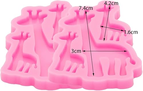 Miniatura 5 de Super brillante jirafa familia de resina molde DIY llavero arte silicona manualidades moldes con epoxi
