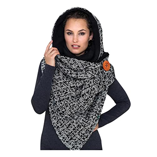 Schal Damen, Lurcardo Damen Schal übergroßer Latztuch mit Kapuze Plaid Dreieckstuch Damen Warme Schals Lätzchen Dreieckstuch Herbstschal Winterschal Dreieckstuch Halstücher Herbstschal Weich Scarf Cover