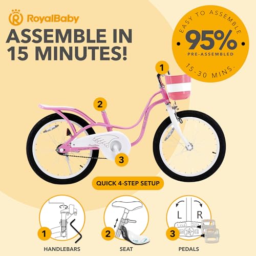Image of Royalbaby Princess Girls Kids Bike 12 14 16 18 20 Inch Children Bicycle with Basket for Age 3-12 Years