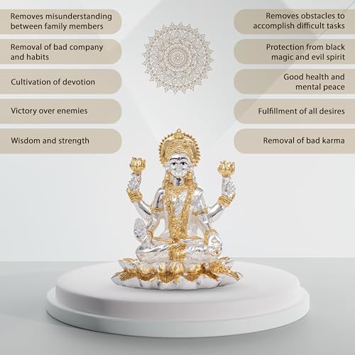 Image of Idolkart Pure Gold and Silver Coated Lakshmi Devi Idol - Beautiful and Detailed Laxmi Murti Ideal for Pooja - Divine Laxmi Idol Symbolizing Prosperity and Wealth - Sitting Lakshmi Devi Idol (3 inch)
