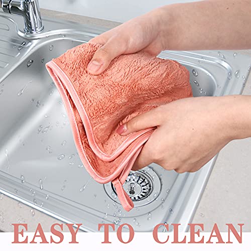Umani Towels Kitchen Cloths, Fine Fiber Fleece Super Soft And Absorbent Dish Towels, Extra Thick Cleaning Towels And Hand Towels With Hanging Loop, 12 X 16 Inch, 5 Pack (Pink) #TOP4