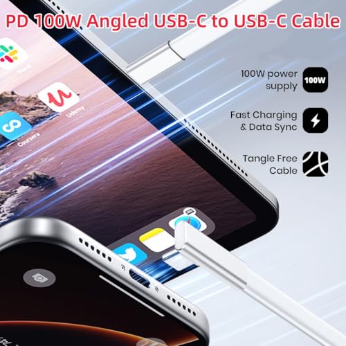 Image of Verilux Right Angle PD100W Type C Cable Fast Charging, 480Mbps Data Cable C Type Fast Charging, Tangle Free for iPhone 17 /17 Pro /17 Pro Max /16 /15, Galaxy S26 /S25 /S24