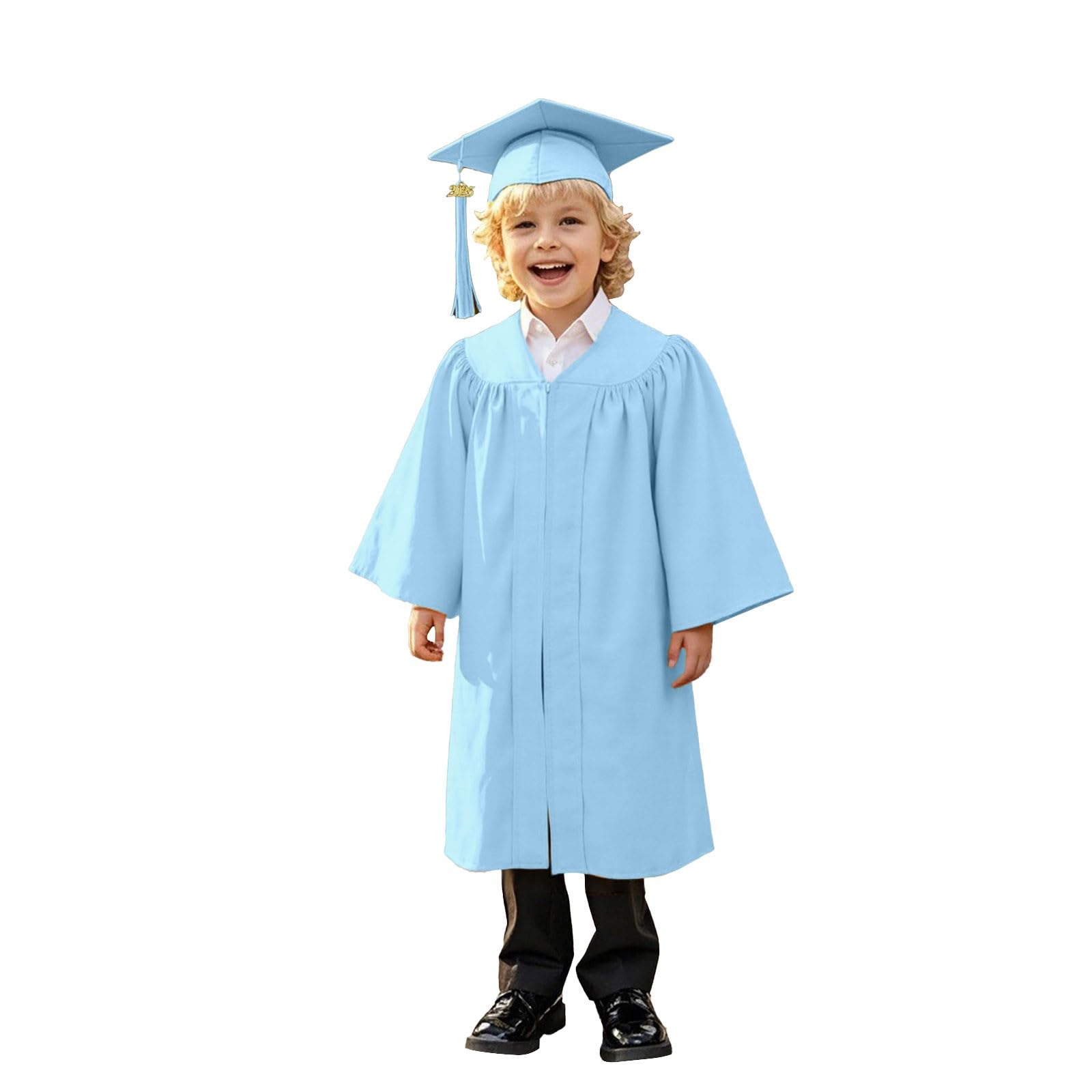 Kindergarten 2025 Graduation Cap and Gown Tassel Sets with Charm 2PCS Graduations Stoles for Kids Grad Party Clothes