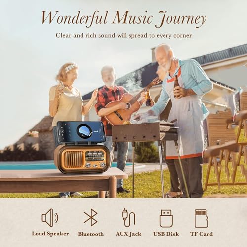Haut-parleur bluetooth rétro haute fidélité avec finition maille premium - 4