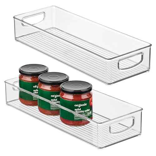 iDesign Slim Extra Long Clear Storage Bin, Narrow Stackable Organizer for Kitchen or Pantry, 2-Pack