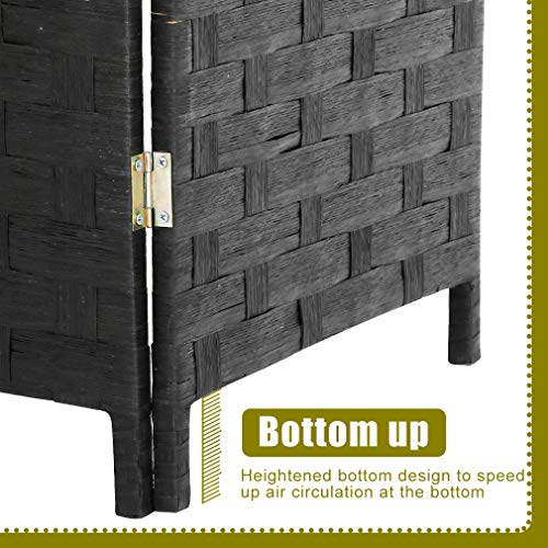image for BestMassage Wood Screen Folding Screen Room Dividers 4-Panel Mesh Wove