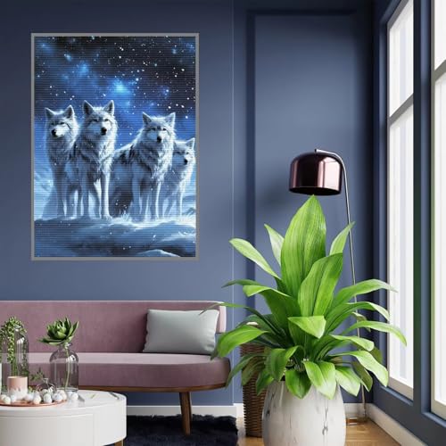 Loisirs Créatifs Débutant : Kit Diamond Painting Loup 5D, Idée Cadeau Idéale