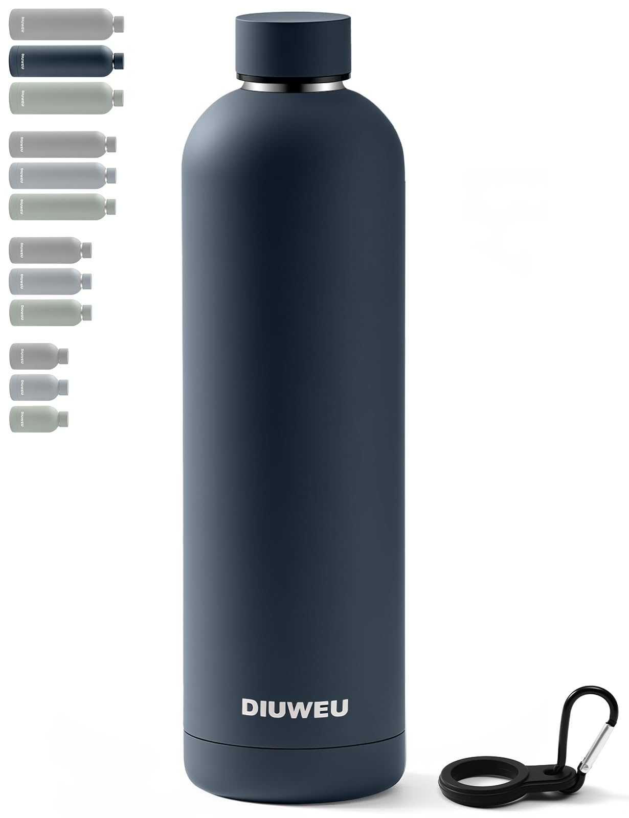 Stainless Steel Water Bottle Double Wall, Insulated Metal Water Bottle with Clip, 350ml/500ml/750ml/1L, BPA Free, 24hrs Cold & 12hrs Hot, Suitable for Sports, Camping, Hiking, Cycling, Gym, Travel