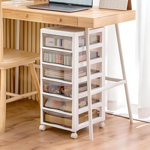 ANTOLE File Cabinet Mobile Filing Cabinet with Wheels Rolling Office file cabinet with Drawers Portable Filing Storage Cabinet Under Desk F-ile Cabinet for Home Office School (6Tier-27x34x65cm)