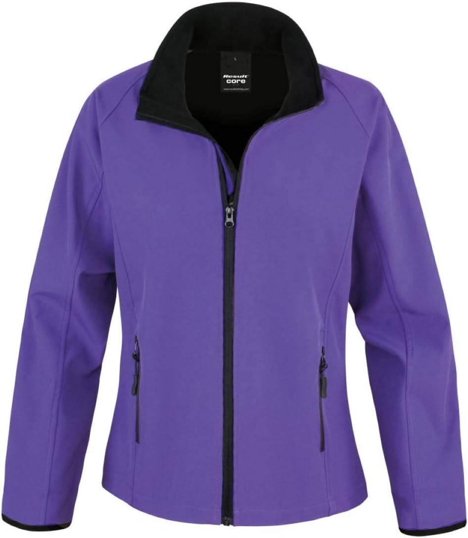 Result Core Womens Printable Soft Shell Jacket Purple/Black XL/16