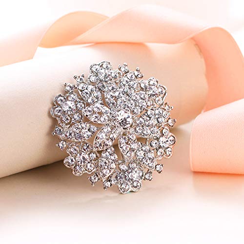 Ever Faith Women's Austrian Crystal Elegant Flower Wedding Corsage Brooch Pin Clear Silver-Tone #TOP3