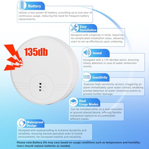 TOWODE-WiFi-Water-Leak-Detector-100db-Loud-Alarm-Water-Sensor-Alarm-and-App-Alerts-Suitable-for-Kitchen-Warehouse-Laundry-Toilet-for-Home-and-Basement-Water-Leak-Alert-with-APP-Push-2P-Round