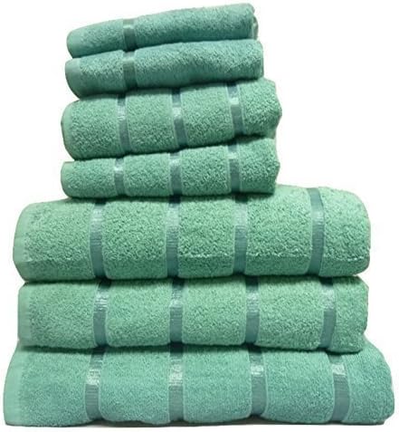 Luxury 7 Piece Thick Soft Egyptian Cotton Hand Face Cloth Bath Towel Sheet Bale Gift Set (Teal)