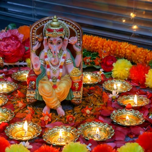 Estatua Ganesha Hindú de Polystone de 7.8 pulgadas miniatura 4