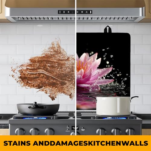 Image of Stove Top Cover for Home Decoration Kitchen Pad Washable Cooktop Covers Countertop Stove Protector Mat for Home Kitchen Cooktops (pink flower, 28 inchx20 inch)