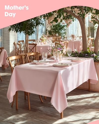 Image of Niuara Pink Plastic Table Cloth - 4 Pack 54 inch x 108 inch Rectangle Disposable Tablecloths for 6FT Tables, Table Cover for Party, Valentines, Mother's Day, Holiday & Gathering Use