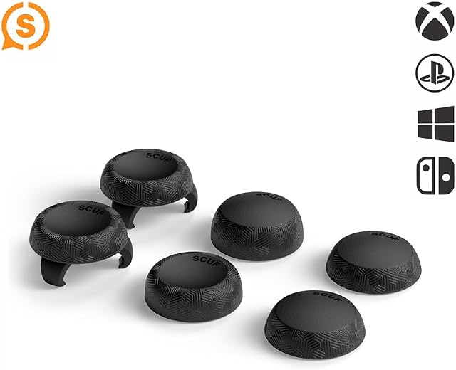 SCUF Control Thumbstick Grips - 6 Pack with 2 Bases - Tactic - Joystick Thumb Grips For Xbox One and Xbox Series X S, PS4, PS5, Nintendo Switch Pro Controller - Black