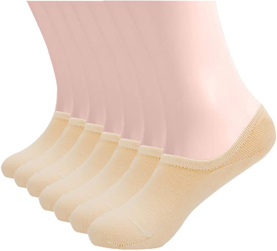 No Show Socks Women Cotton 7 Pack - Low Cut Invisible Loafer Socks