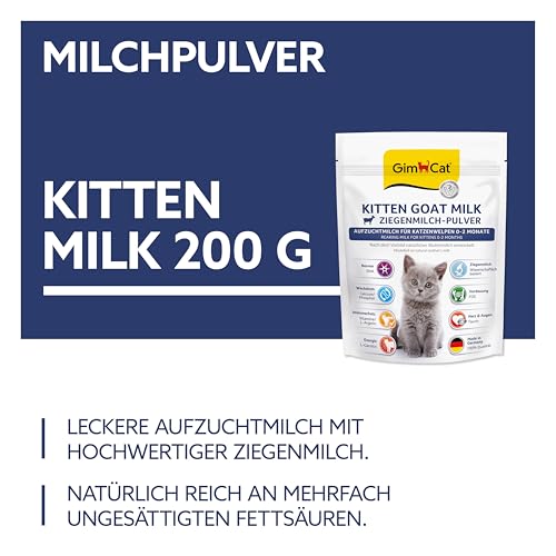 GimCat Kitten Goat Milk - Ziegenmilchpulver als Alleinfutter für Katzenbabys bis zum 2. Monat - 1 Beutel (1 x 200 g)