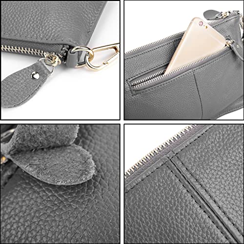 Image of YALUXE Genuine Leather Wristlet Handbags Purses Cell Phone Pocket Clutch Wallet Crossbody Bags for Women