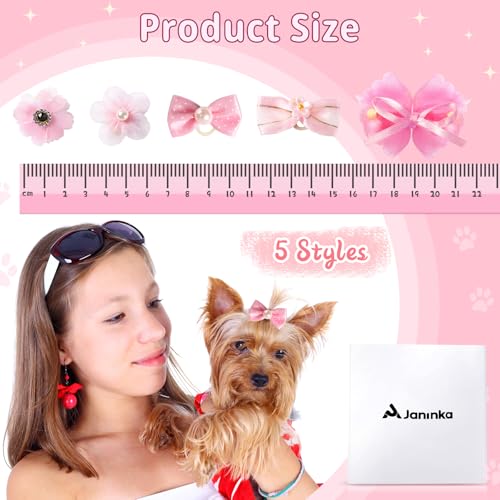 40-Handmade-Dog-Hair-Bows-Cute-Bowknot-Accessories-with-Rubber-Bands-Lace-Organza-Rhinestones-and-Pearls-in-Multicolor-for-Grooming 40 Handmade Dog Hair Bows Cute Bowknot Accessories with Rubber Bands Lace Organza Rhinestones and Pearls in Multicolor for Grooming