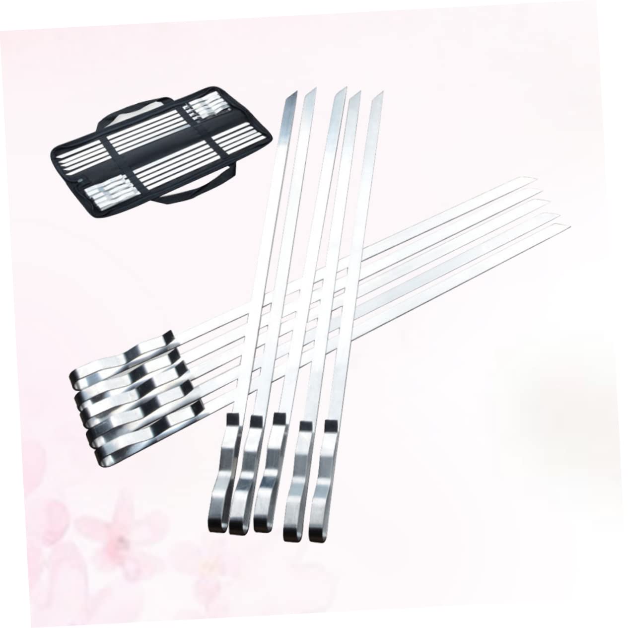 VICASKY Set di 10 spiedini piatti per barbecue e grigliate, robusti e durevoli per carne e verdure