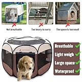 Foldable Portable Pet Playpen, Soft Pop up Pet Playpens for Puppy Dog Kitten Cat, Lightweight Fabric Playpen with Breathable Mesh, Pet Cage for Indoor and Outdoor Use (29 x 29 x 17 in, Coffee) - Image 3