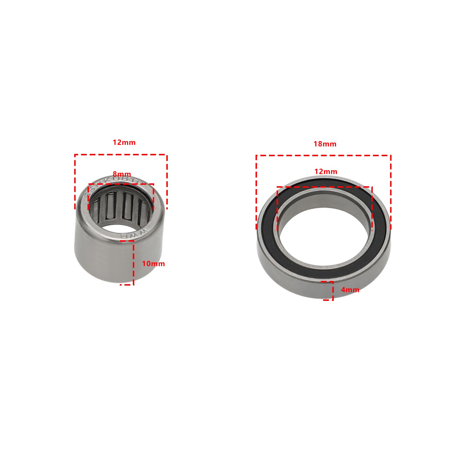 Łożyska pedałów rowerowych kompatybilne z LOOK KEO 6701-2RS łożyska kulkowe zwykłe 18 x 12 x 4 mm + łożyska igiełkowe HK0810 12 x 8 x 10 mm