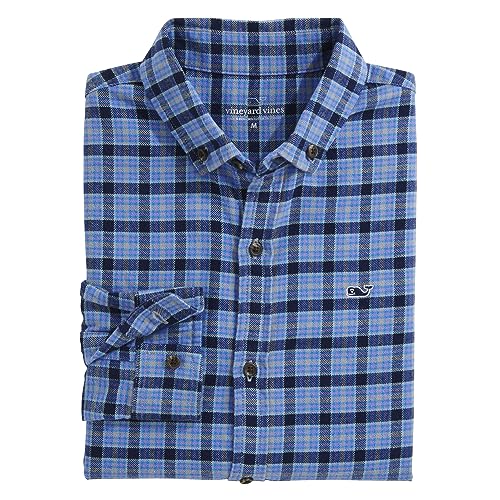 vineyard vines Boys' Flannel Check Whale Shirt2