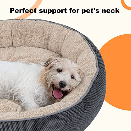 Miguel Round Cat Bed For Indoor Cat With Removable Pillow Cushion Washable Dount Bolster Dog Bed For Small Dog With Side Anti-Anxiety Circle Puppy Kitten Cuddler Soft Bed(22",Gray) #TOP4