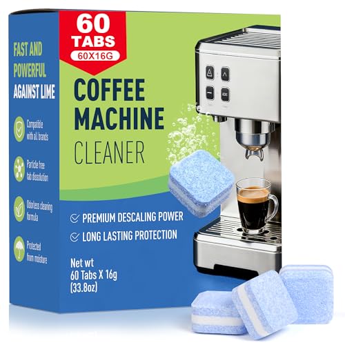 3-in-1 Entkalkungstabletten für Kaffeevollautomaten & Kaffeemaschinen (60Stück) - Entkalkungs-Tabs für Delonghi Siemens EQ-Serie Jura Krups Bosch Miele Melitta Krups Tassimo WMF