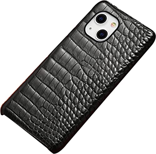 Coque fine en cuir de crocodile véritable pour iPhone 13 Mini
