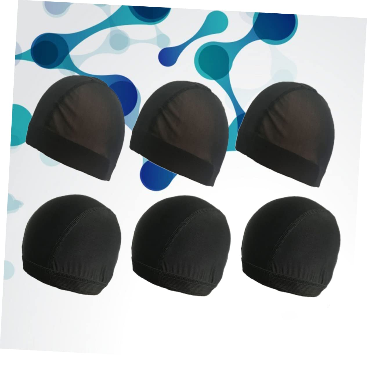 TOVINANNA 6 Pack u Shape Wig Hair Net Elastic Swim Cap for Women Mesh Wig Making Caps Breathable Comfortable Black