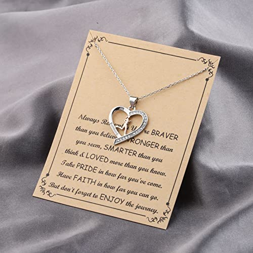 BNQL Women's Stainless Steel Running Necklace, 17+1.97in Chain, Fitness & Love Themed Gift for Runner Lovers4