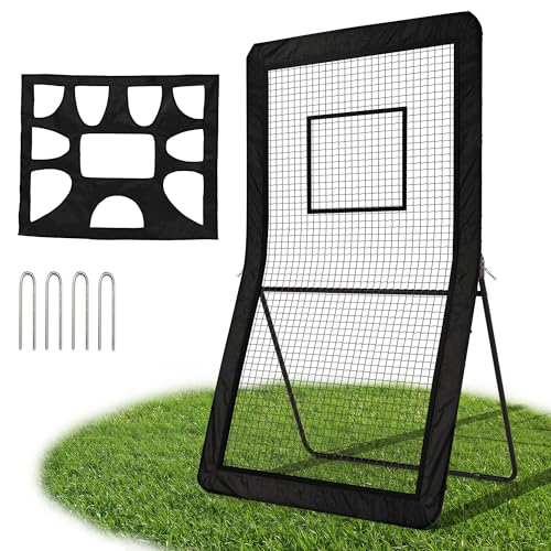 Lacrosse Rebounder 4x7 FT with 5 Adjustable Angles & Target Sheet Multi-Sport Training Rebounder Net for Backyard Practice