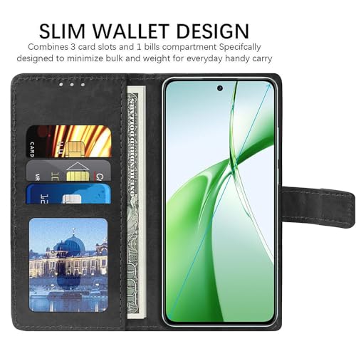Image of Amazon Brand - Solimo Flip Leather Mobile Cover (Soft, Flexible & Kickstand Back case) Compatible for OnePlus Nord CE4 5G (Black)
