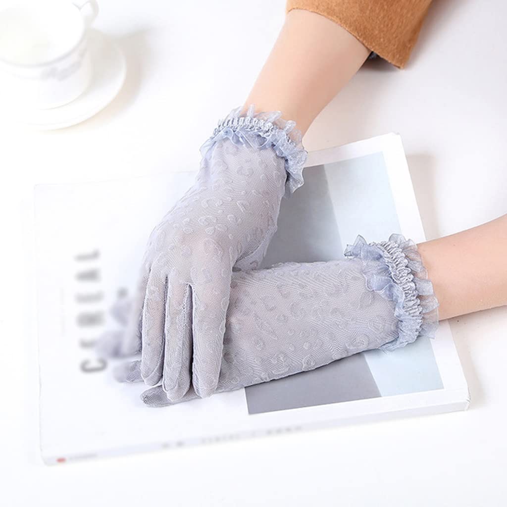 Guantes de protección solar de encaje corto para conducir y pasear en verano