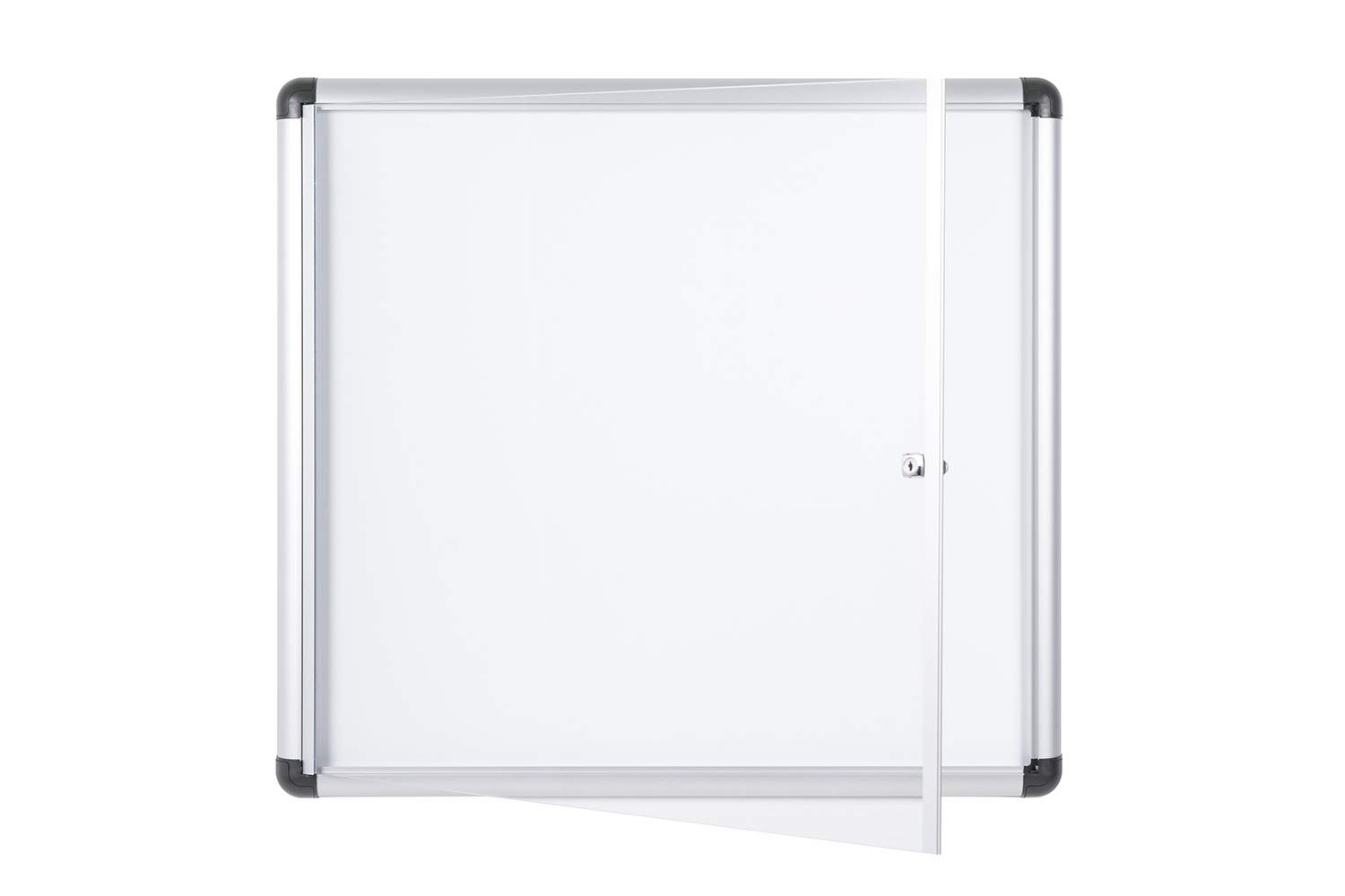 Bi-Office Bacheca Enclore Extra, Superficie Magnetica In Acciaio Laccato, Bacheca Con Anta Battente Per Interni in Alluminio, Dimensioni: 748 x 686 mm - 6xA4
